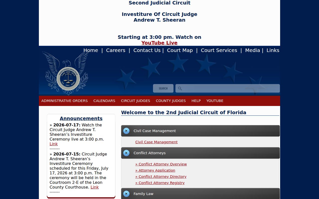 Chattahoochee criminal records Second Judicial Circuit court administration