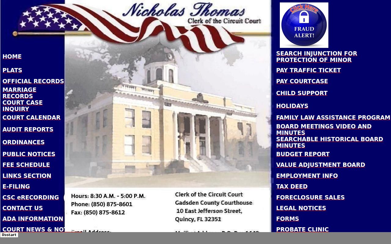 Gadsden County criminal court cases on the Clerk homepage