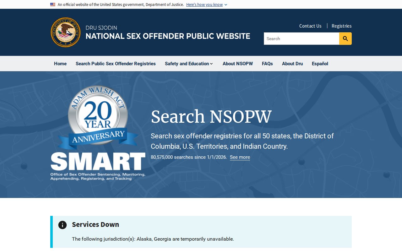 National Sex Offender Public Website for searches beyond Florida