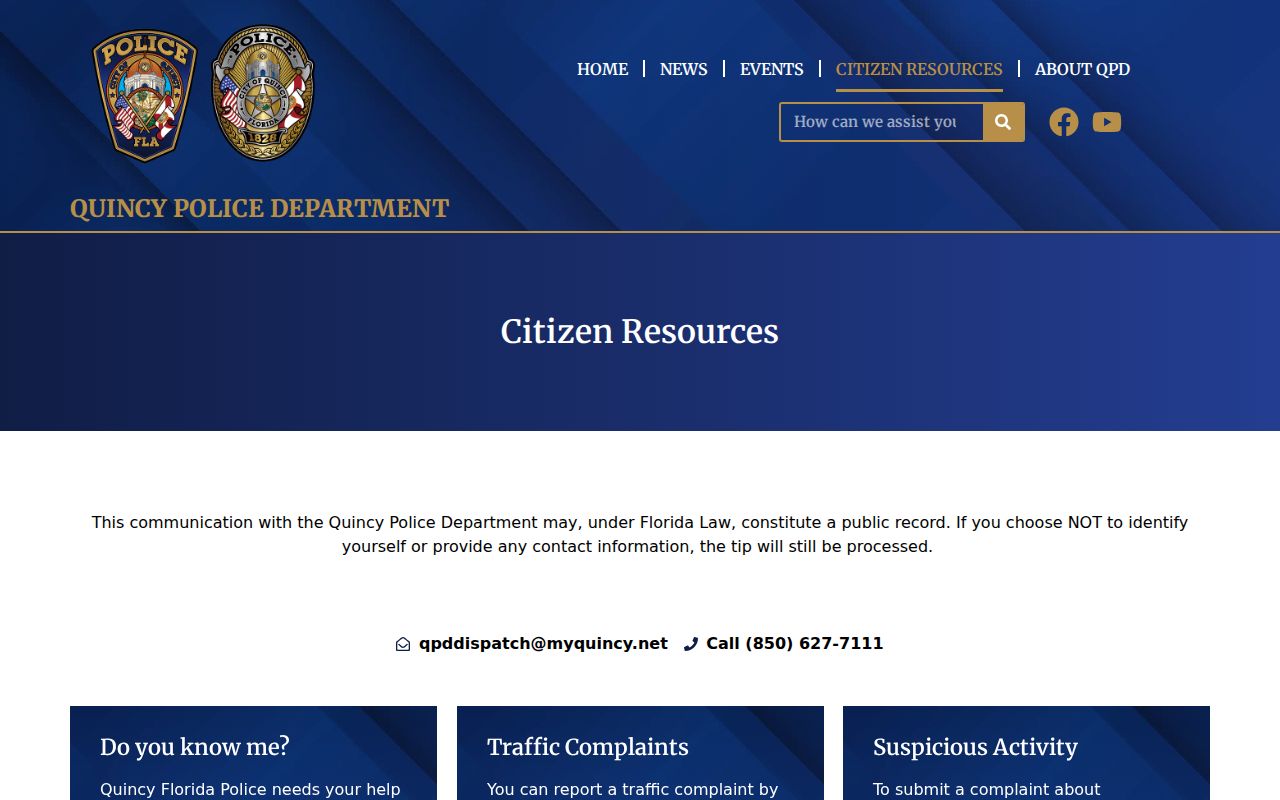 Quincy police criminal records and citizen resources