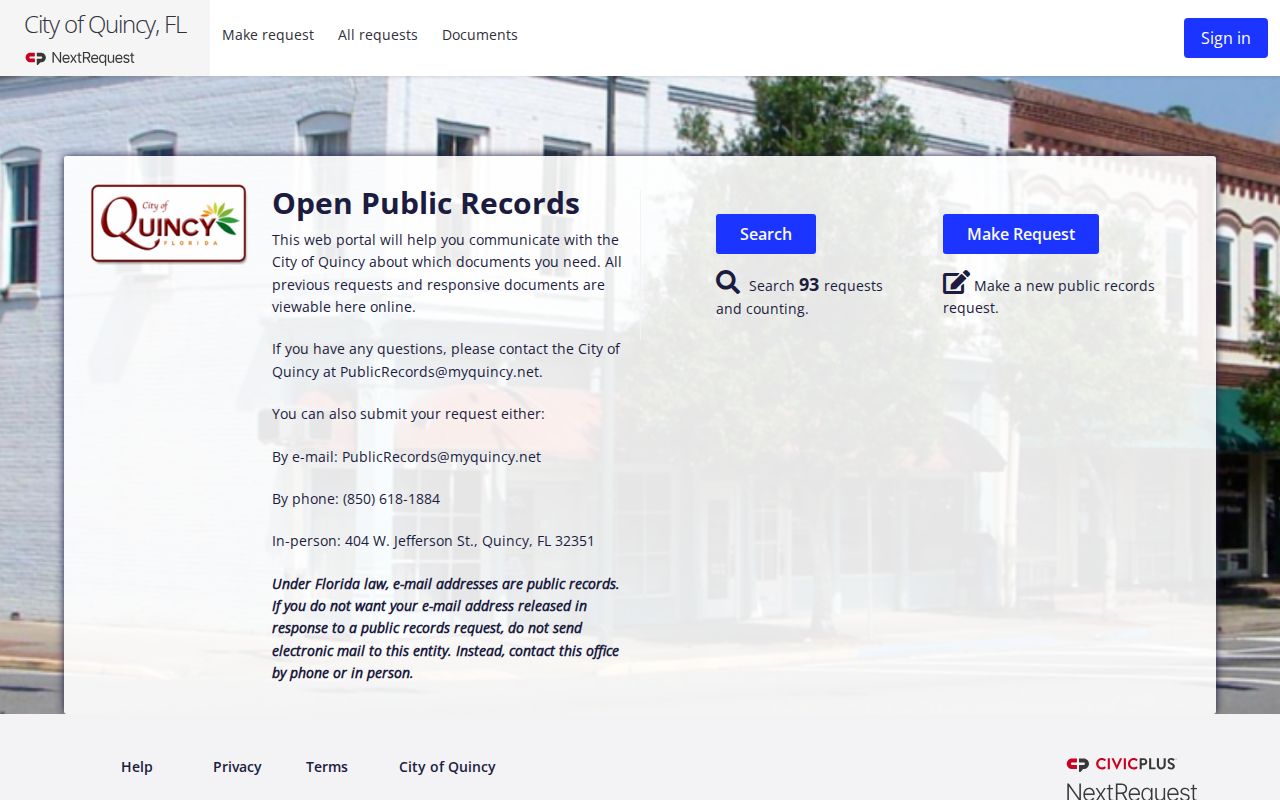 Quincy criminal records request portal